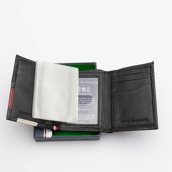 Tommy Hilfiger Men Orson II Angled Flag Trifold Leather Wallet - Picture 4 of 6